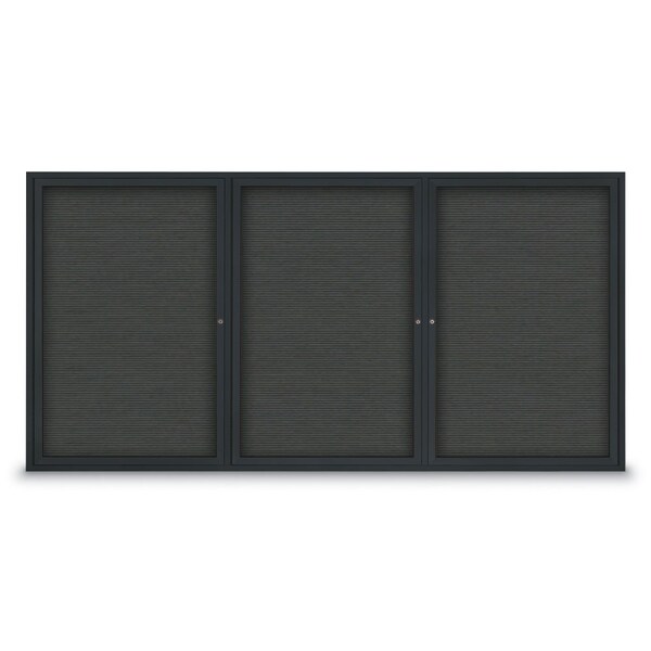 18"x24" 1-Door Enclosed Outdoor Letterboard, Grey Felt/Black Alum